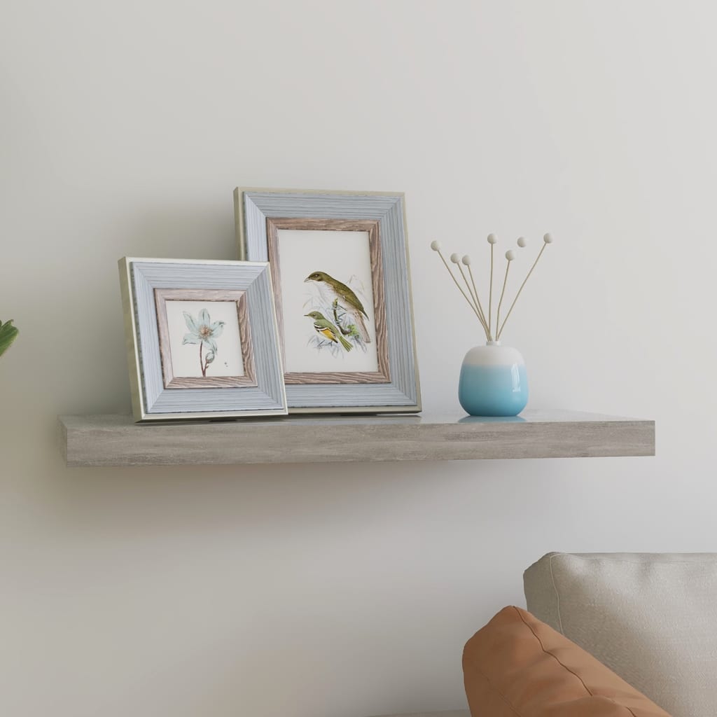 Floating Wall Shelf Concrete Grey 60x23.5x3.8 cm MDF - All Things Good