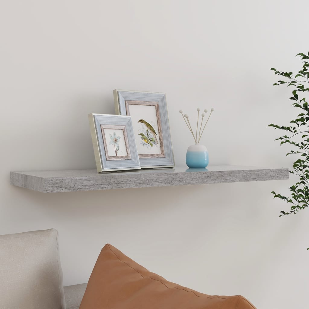 Floating Wall Shelf Concrete Grey 80x23.5x3.8 cm MDF - Unbeatable Bargains