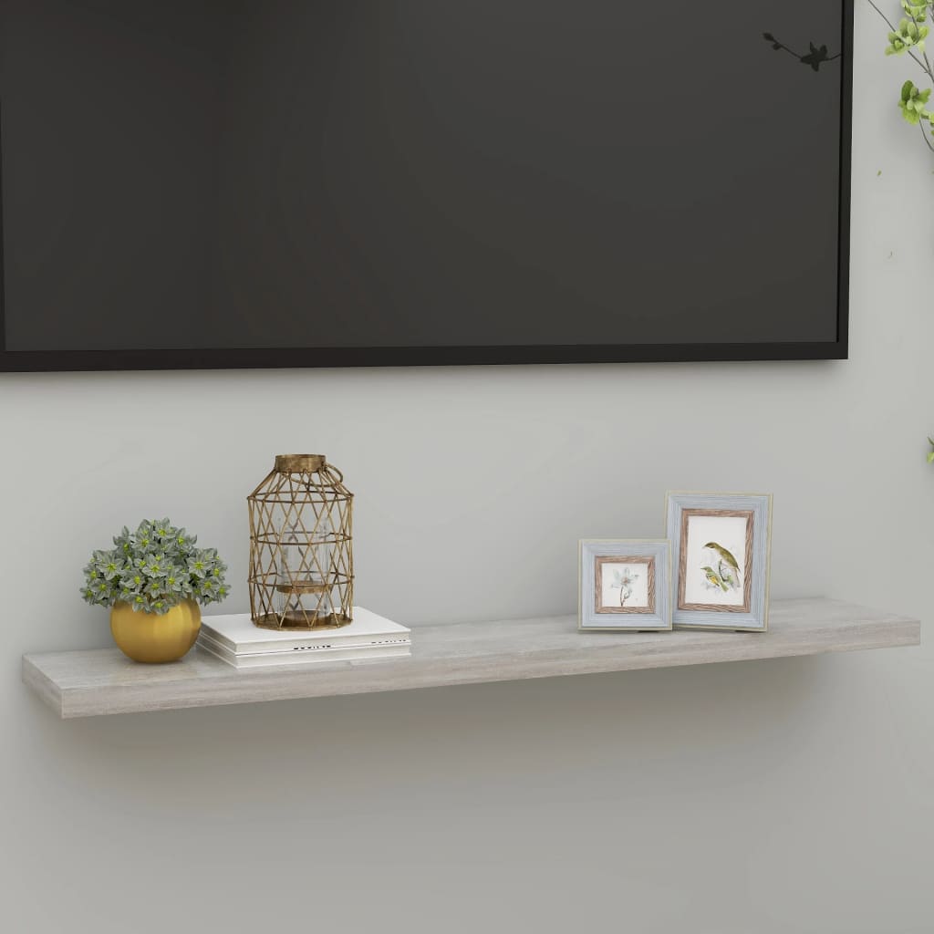 Floating Wall Shelf Concrete Grey 120x23.5x3.8 cm MDF - Design Hut