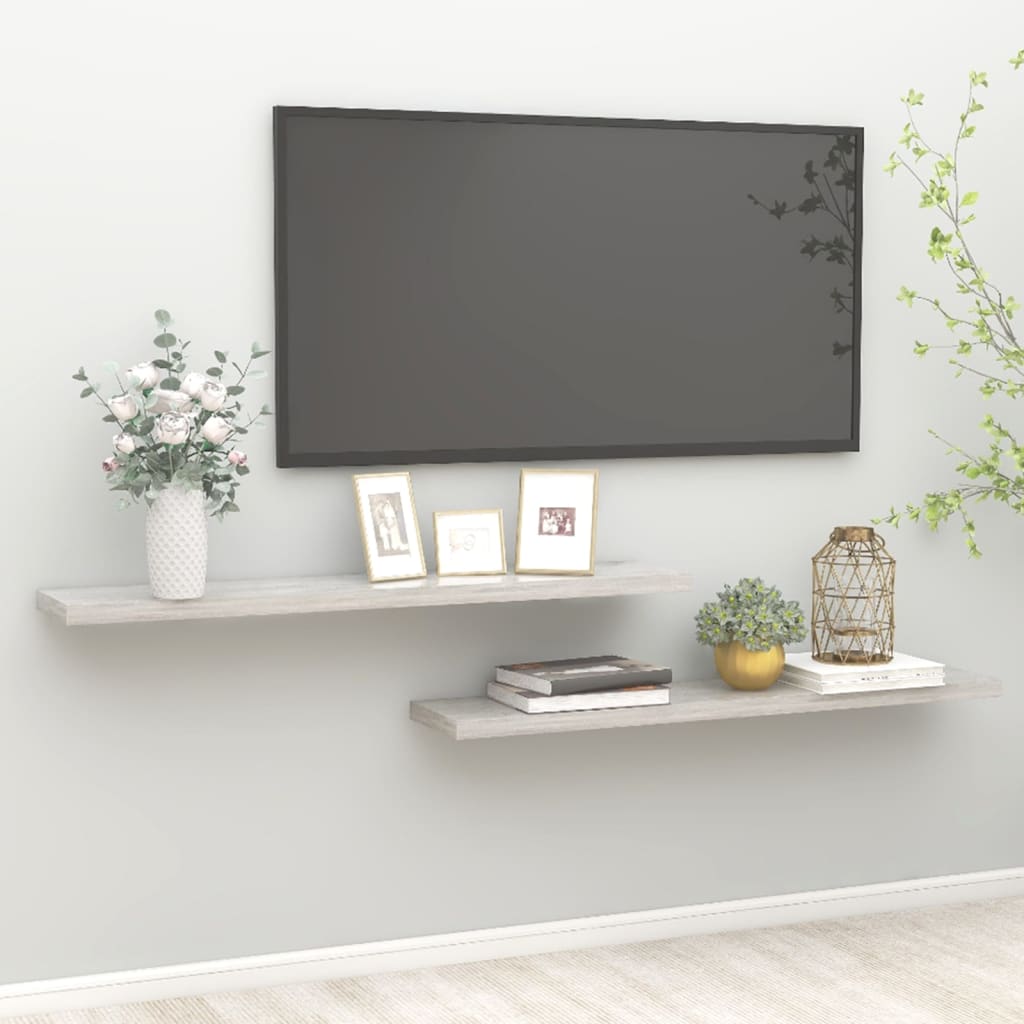 Floating Wall Shelves 2 pcs Concrete Grey 120x23.5x3.8 cm MDF - Millennium Furniture