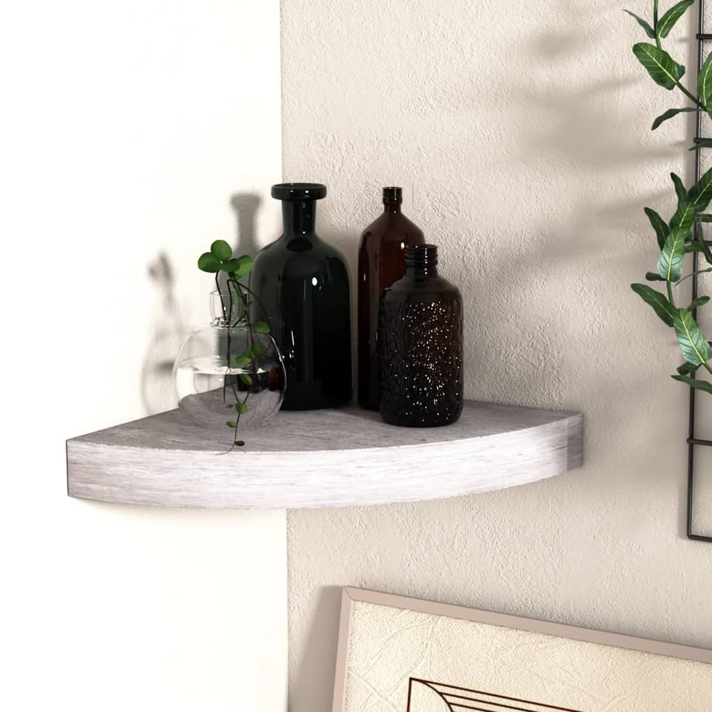 Wall Corner Shelf Concrete Grey 25x25x3.8 cm MDF - Design Hut