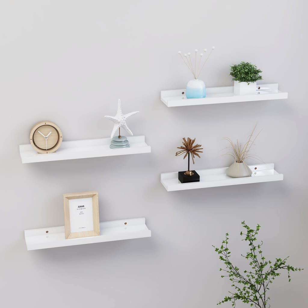 Wall Shelves 4 pcs High Gloss White 40x9x3 cm - All Things Good
