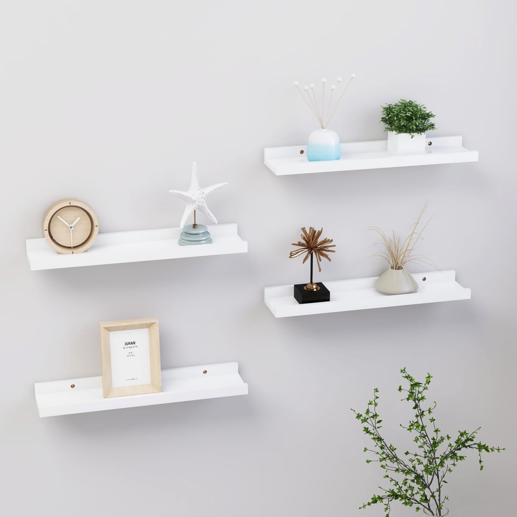 Wall Shelves 4 pcs White 40x9x3 cm - Brittle & Co