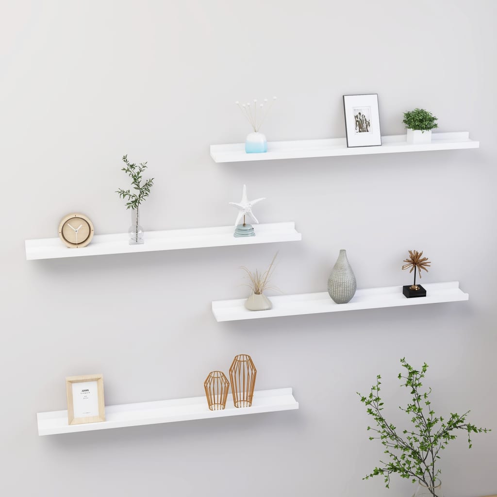 Wall Shelves 4 pcs White 80x9x3 cm - The Home Maker
