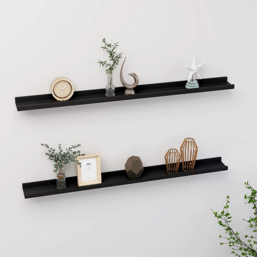 Wall Shelves 2 pcs Black 100x9x3 cm - Discount Dealers