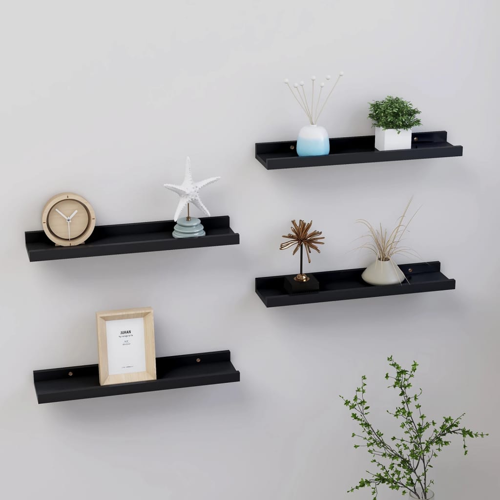 Wall Shelves 4 pcs Black 40x9x3 cm - Discount Dealers