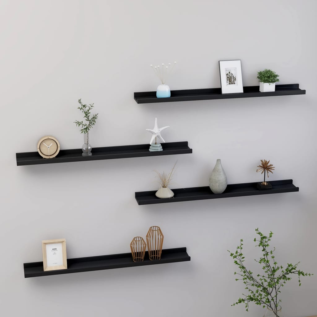 Wall Shelves 4 pcs Black 80x9x3 cm - Tyrell & Tyrell
