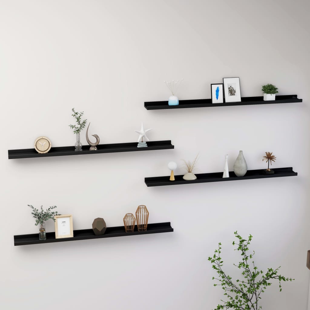 Wall Shelves 4 pcs Black 100x9x3 cm - Millennium Furniture