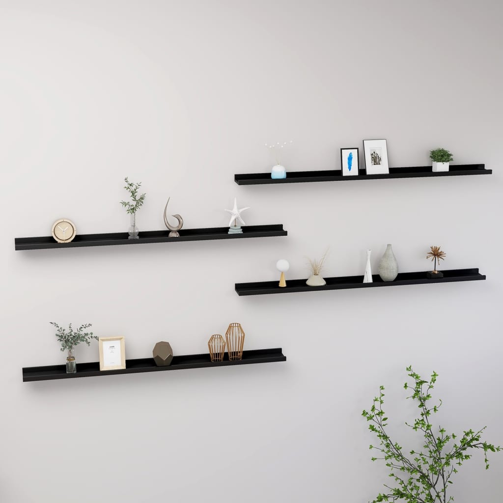Wall Shelves 4 pcs Black 115x9x3 cm - Style and Chic