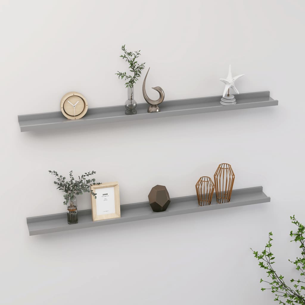 Wall Shelves 2 pcs Grey 100x9x3 cm - All Things Good