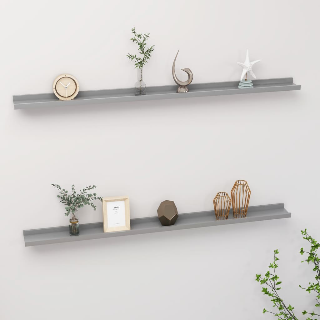 Wall Shelves 2 pcs Grey 115x9x3 cm - Discount Dealers