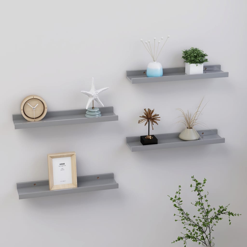 Wall Shelves 4 pcs Grey 40x9x3 cm - Tyrell & Tyrell