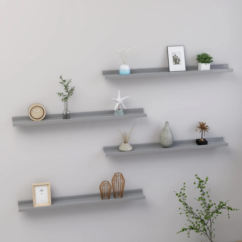 Wall Shelves 4 pcs Grey 80x9x3 cm - Tyrell & Tyrell