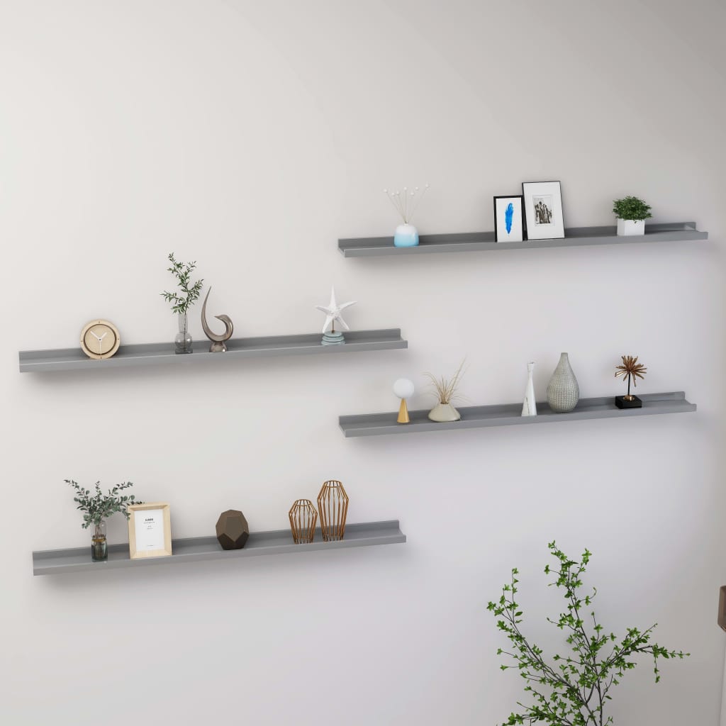 Wall Shelves 4 pcs Grey 100x9x3 cm - Sid & Sam