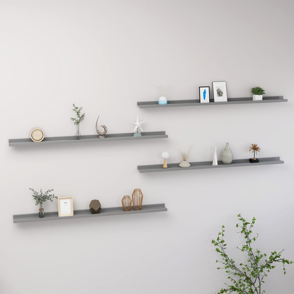 Wall Shelves 4 pcs Grey 115x9x3 cm - Design Hut