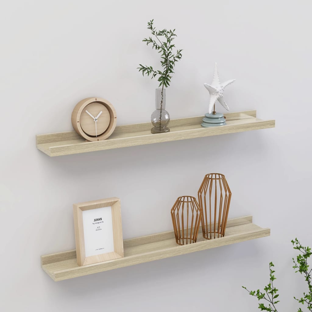 Wall Shelves 2 pcs Sonoma Oak 60x9x3 cm - Merlin Deals