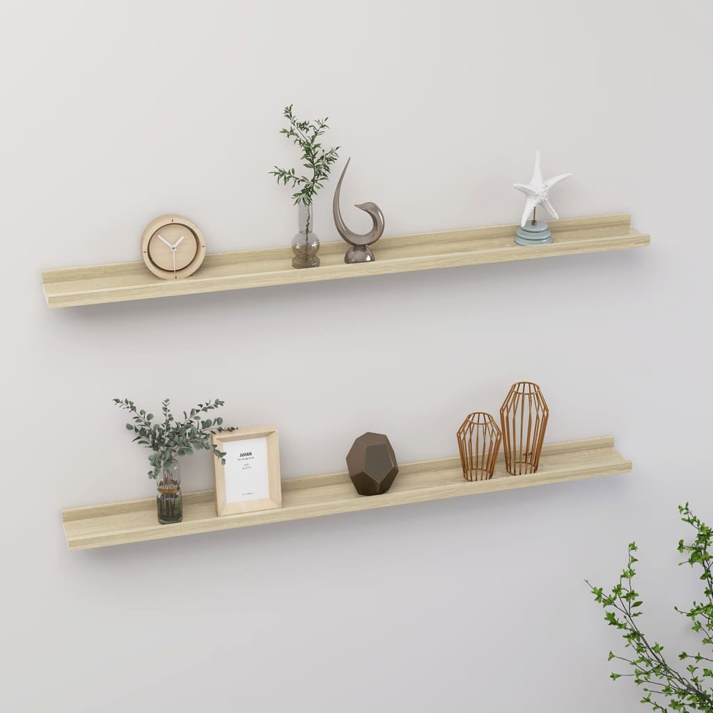 Wall Shelves 2 pcs Sonoma Oak 100x9x3 cm - Merkel Designers