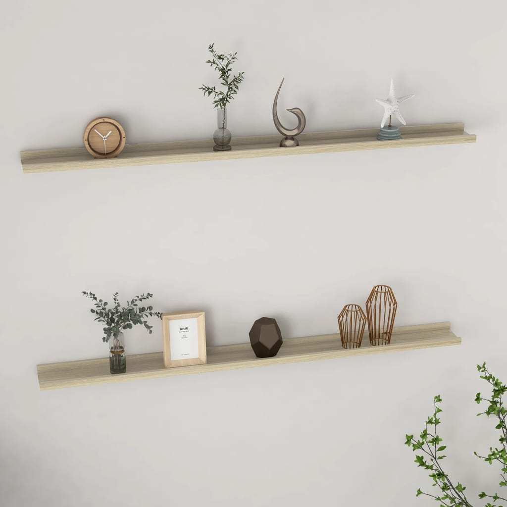 Wall Shelves 2 pcs Sonoma Oak 115x9x3 cm - Decor Base