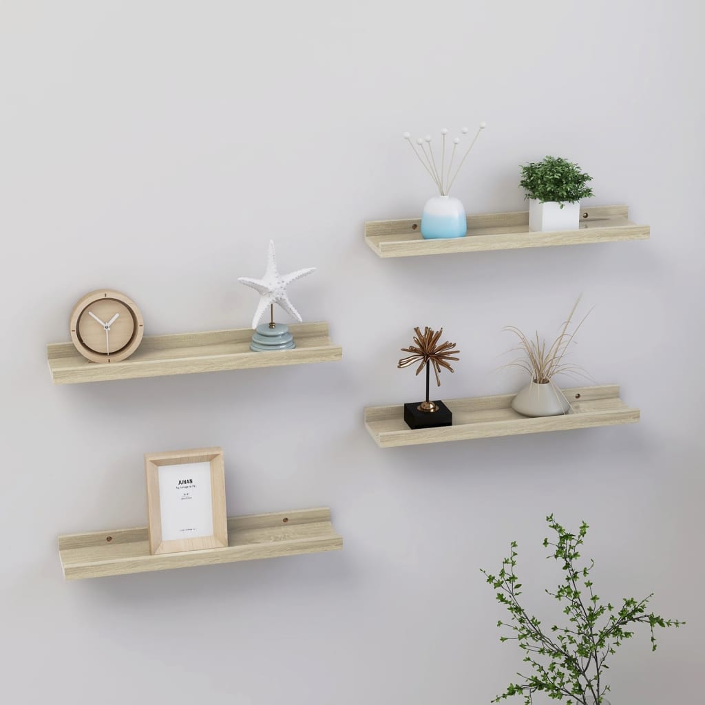 Wall Shelves 4 pcs Sonoma Oak 40x9x3 cm - Discount Dealers