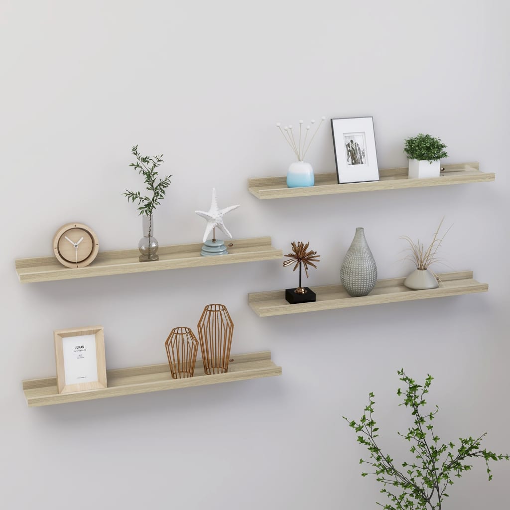 Wall Shelves 4 pcs Sonoma Oak 60x9x3 cm - All Things Good