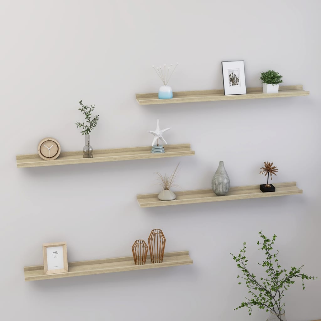 Wall Shelves 4 pcs Sonoma Oak 80x9x3 cm - Discount Dealers