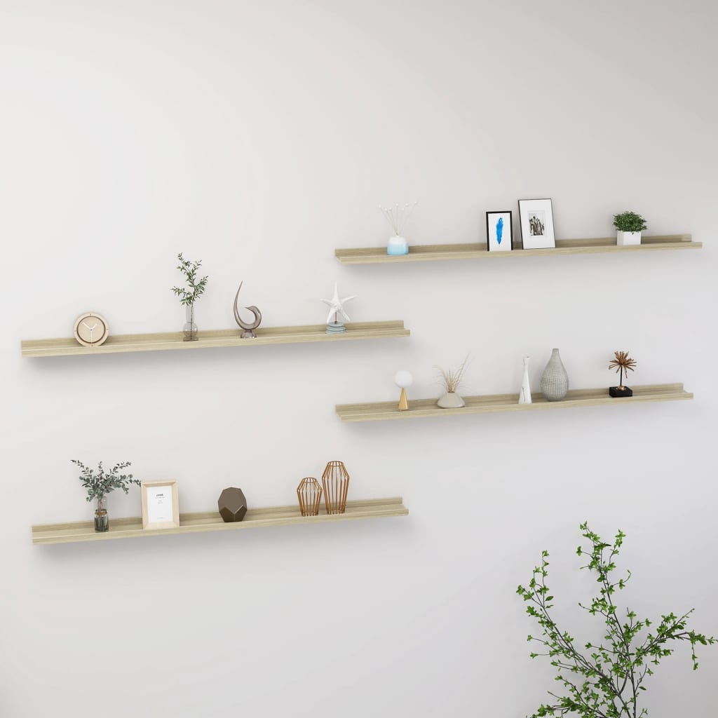 Wall Shelves 4 pcs Sonoma Oak 115x9x3 cm - Tyrell & Tyrell