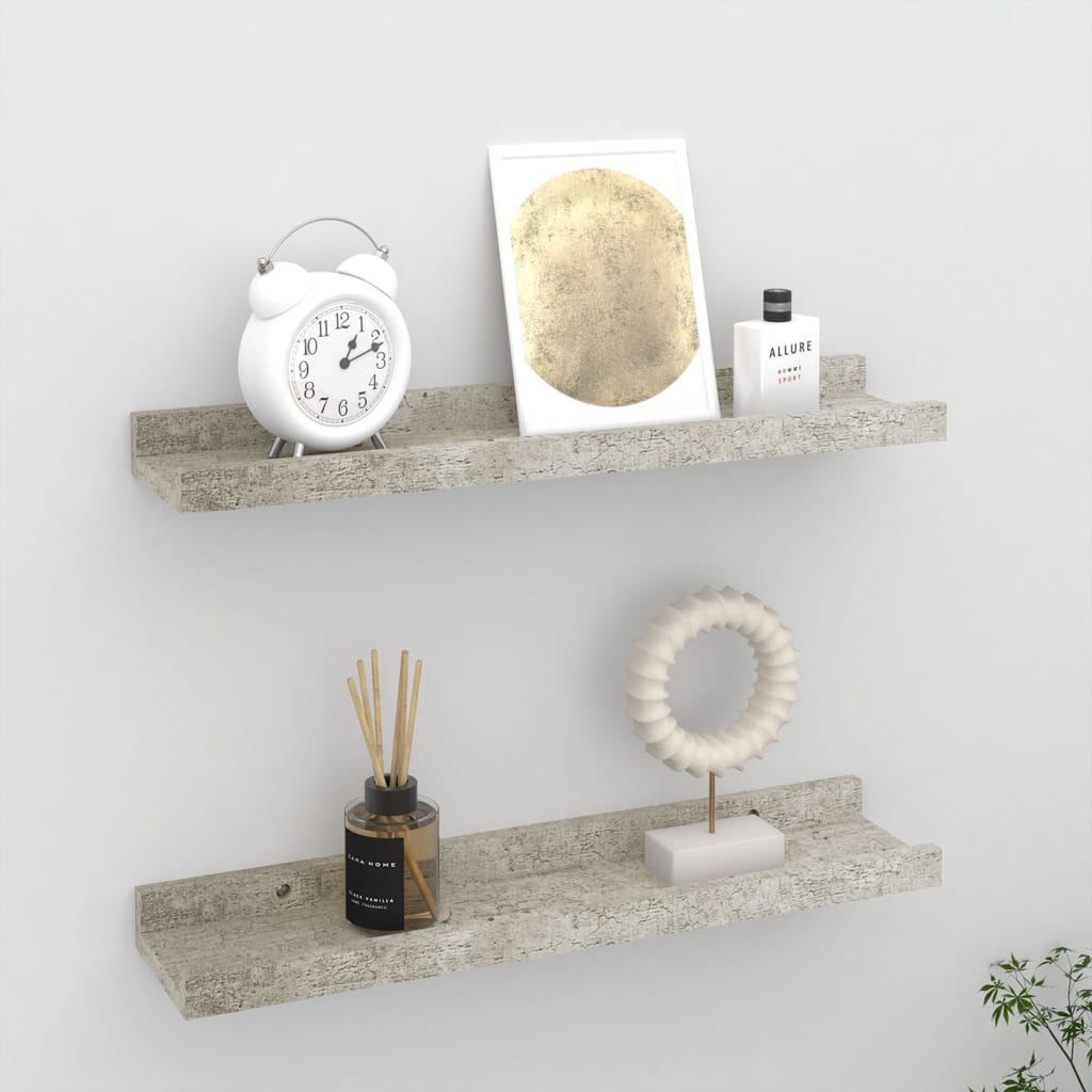 Wall Shelves 2 pcs Concrete Grey 40x9x3 cm - Discount Dealers