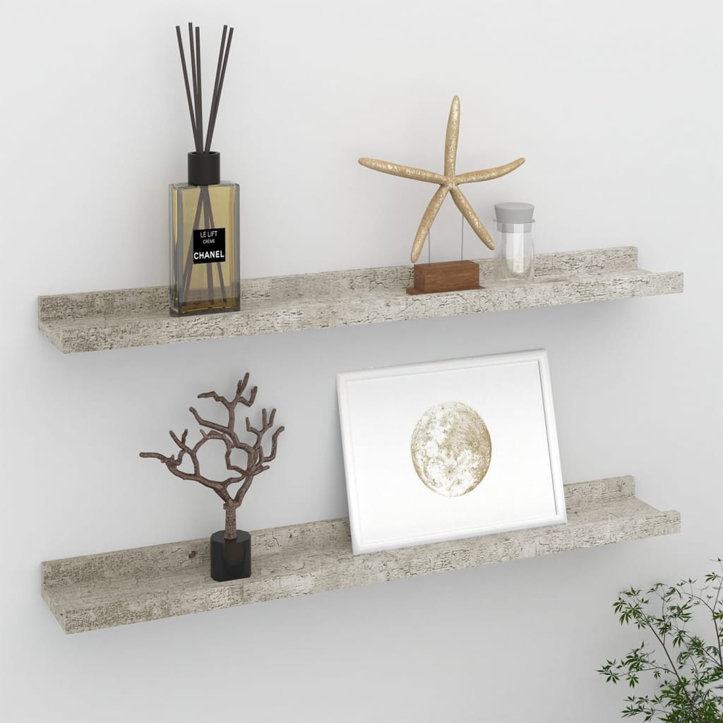 Wall Shelves 2 pcs Concrete Grey 60x9x3 cm - Millennium Furniture