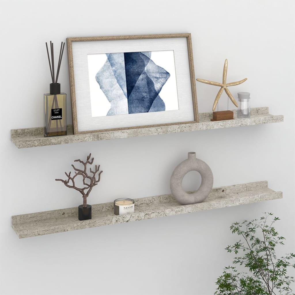 Wall Shelves 2 pcs Concrete Grey 80x9x3 cm - Style and Chic