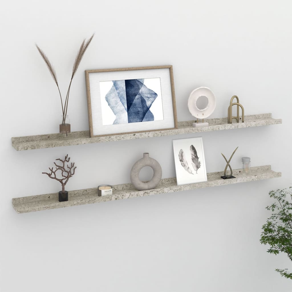 Wall Shelves 2 pcs Concrete Grey 115x9x3 cm - Design Hut
