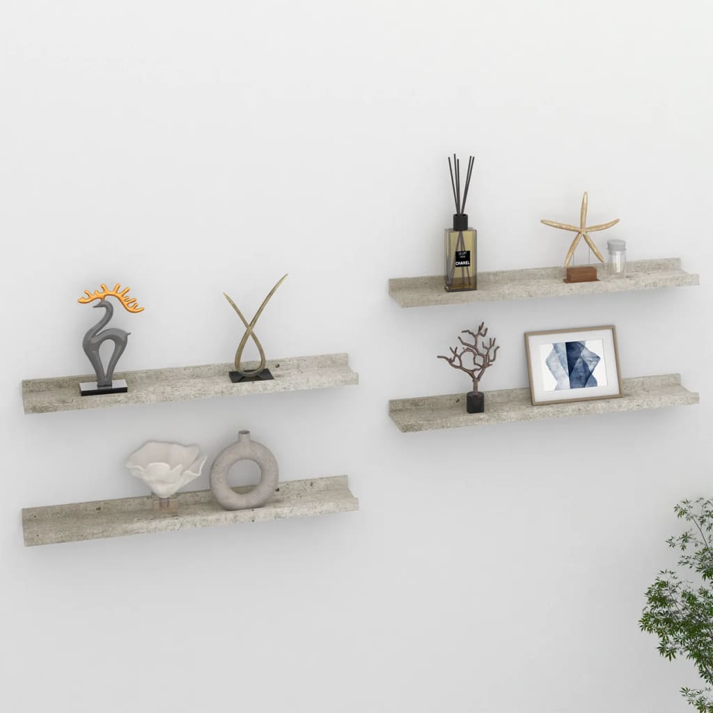 Wall Shelves 4 pcs Concrete Grey 60x9x3 cm - Unbeatable Bargains