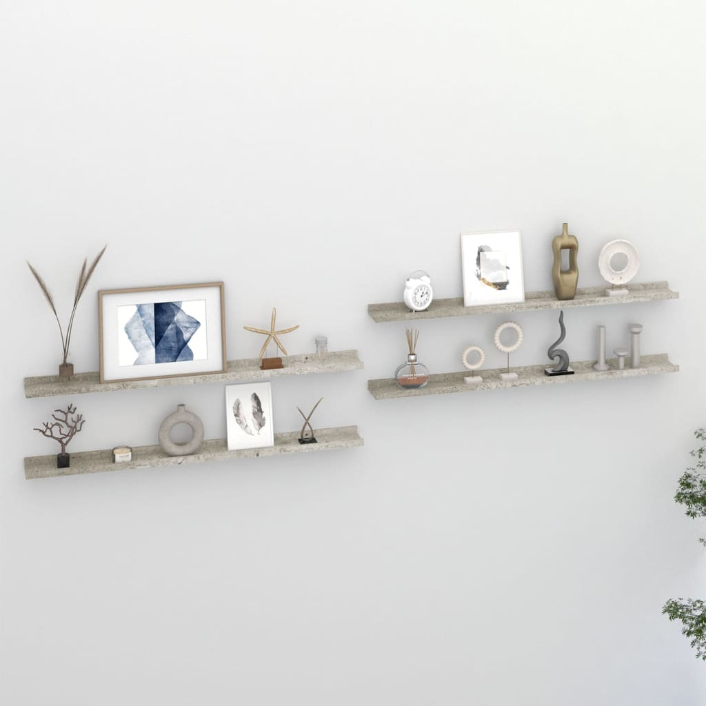 Wall Shelves 4 pcs Concrete Grey 100x9x3 cm - Unbeatable Bargains