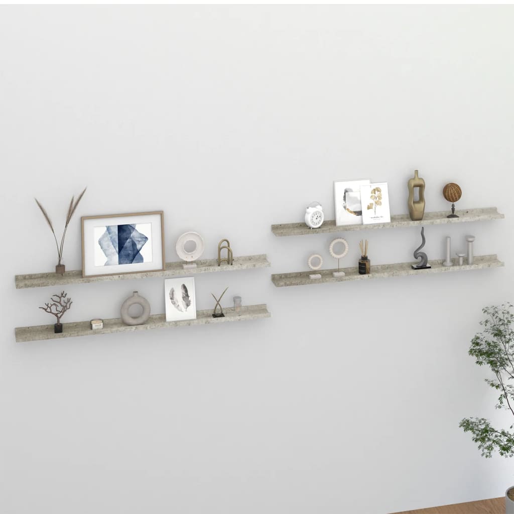 Wall Shelves 4 pcs Concrete Grey 115x9x3 cm - Design Hut