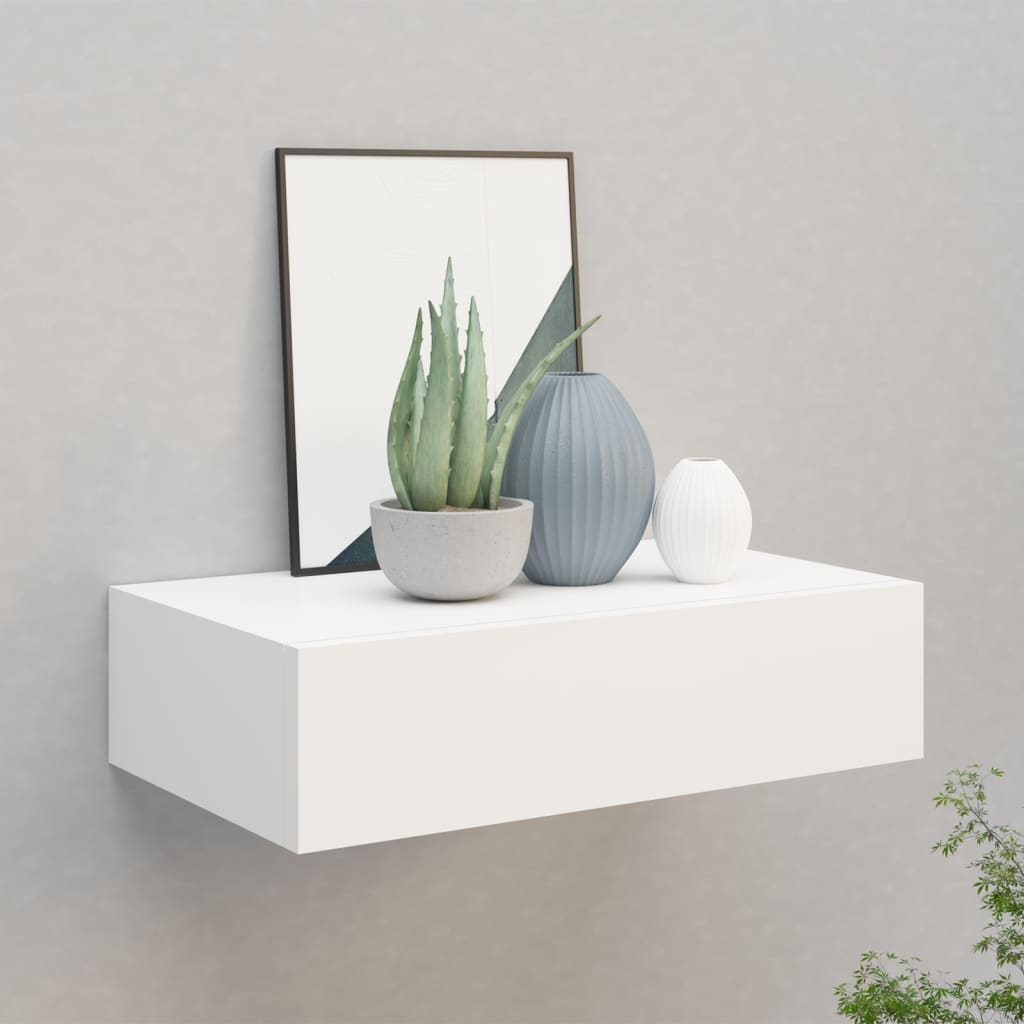 Wall-mounted Drawer Shelf White 40x23.5x10 cm MDF - The Home Maker