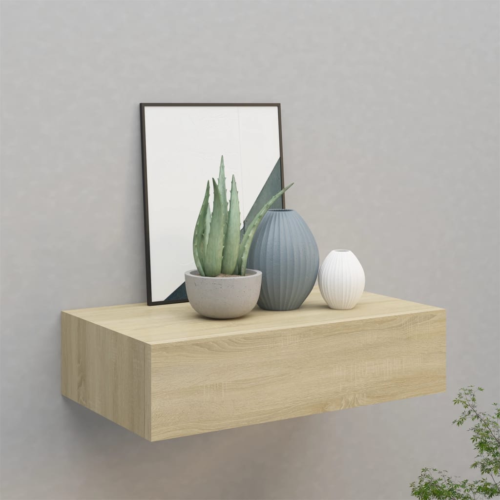 Wall-mounted Drawer Shelf Oak 40x23.5x10cm MDF - R and M Furniture