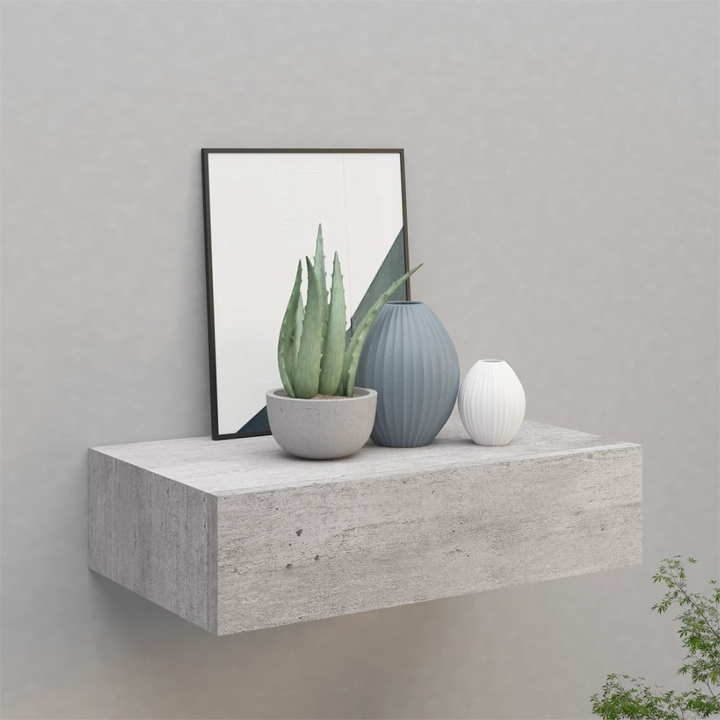 Wall-mounted Drawer Shelf Concrete Grey 40x23.5x10cm MDF - R and M Furniture