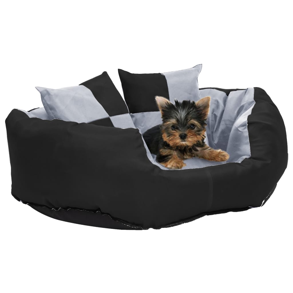 Reversible & Washable Dog Cushion Grey and Black 65x50x20 cm - Design Hut