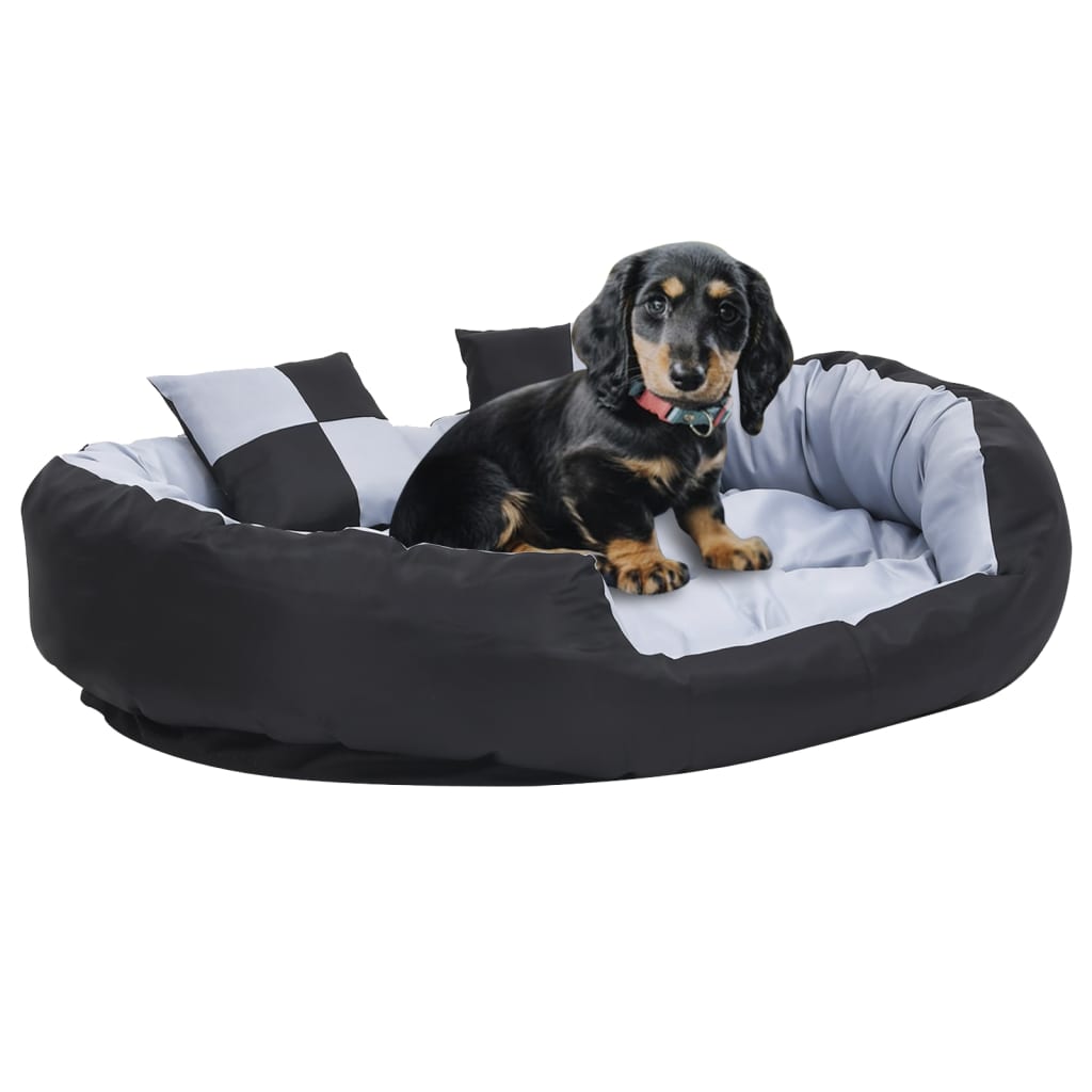 Reversible & Washable Dog Cushion Grey and Black 110x80x23 cm - Brittle & Co