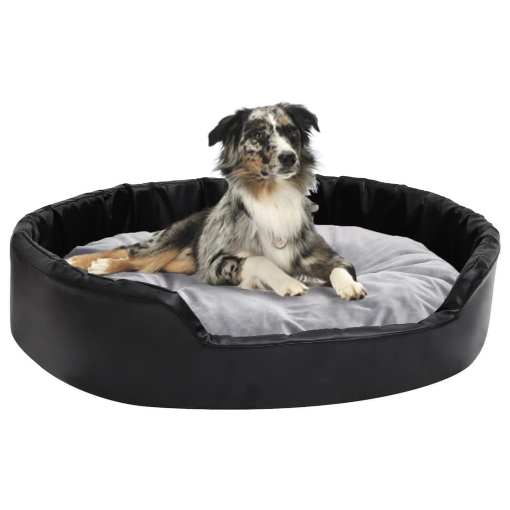 Dog Bed Black and Grey 90x79x20 cm Plush and Faux Leather - Unbeatable Bargains