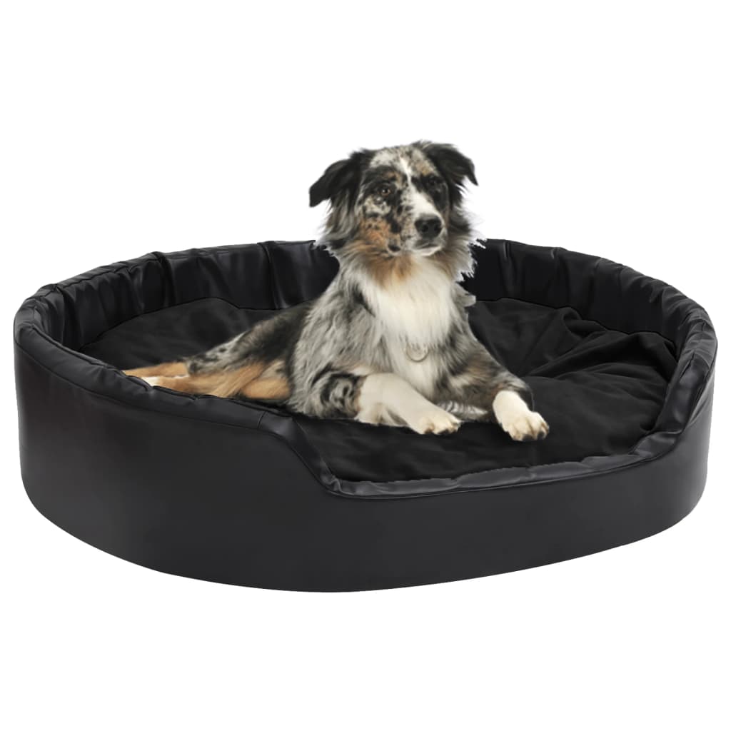 Dog Bed Black 99x89x21 cm Plush and Faux Leather - Millennium Furniture