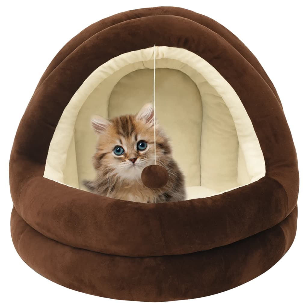 Cat Bed 40x40x35 cm Brown and Cream - Sid & Sam