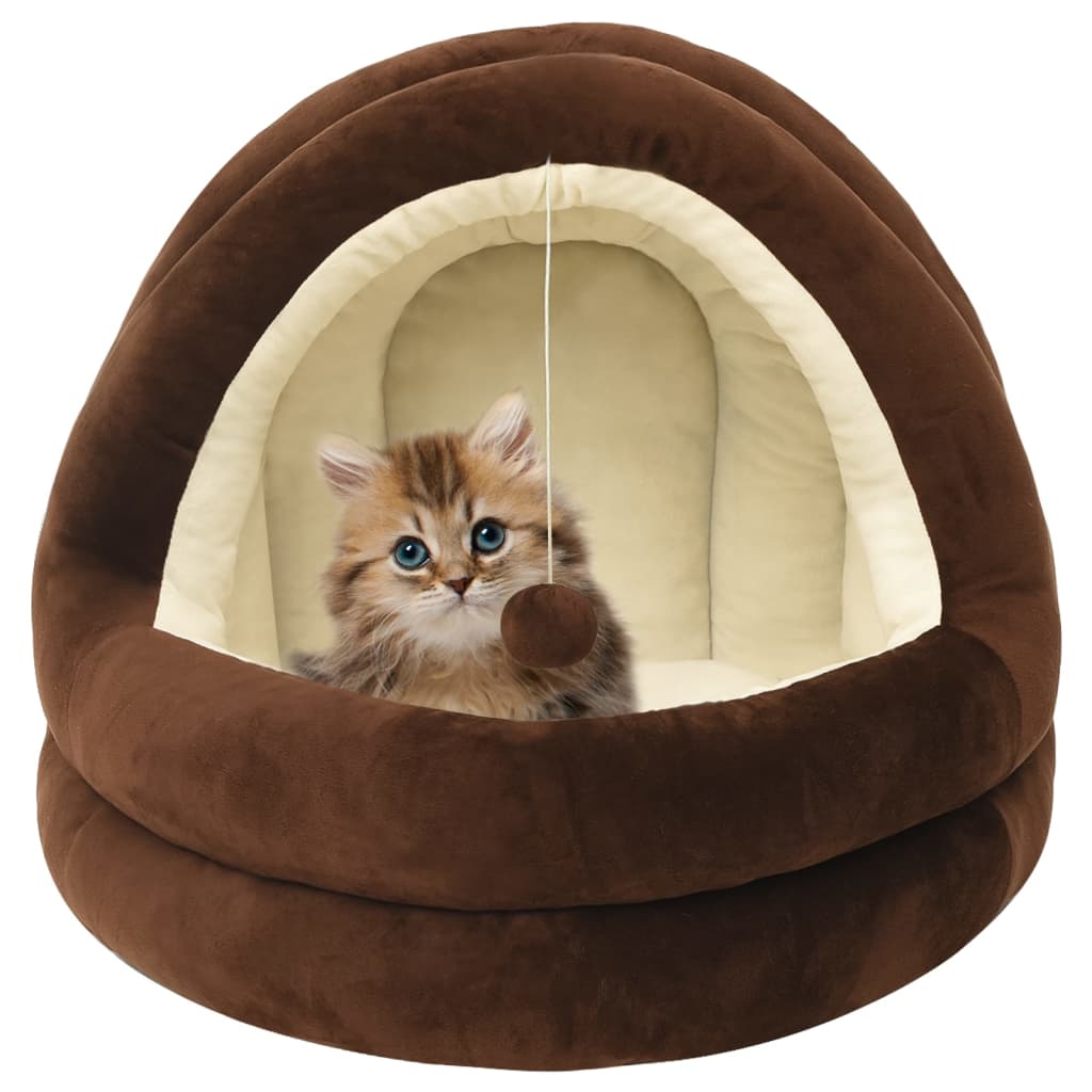 Cat Bed 50x50x45 cm Brown and Cream - Unbeatable Bargains