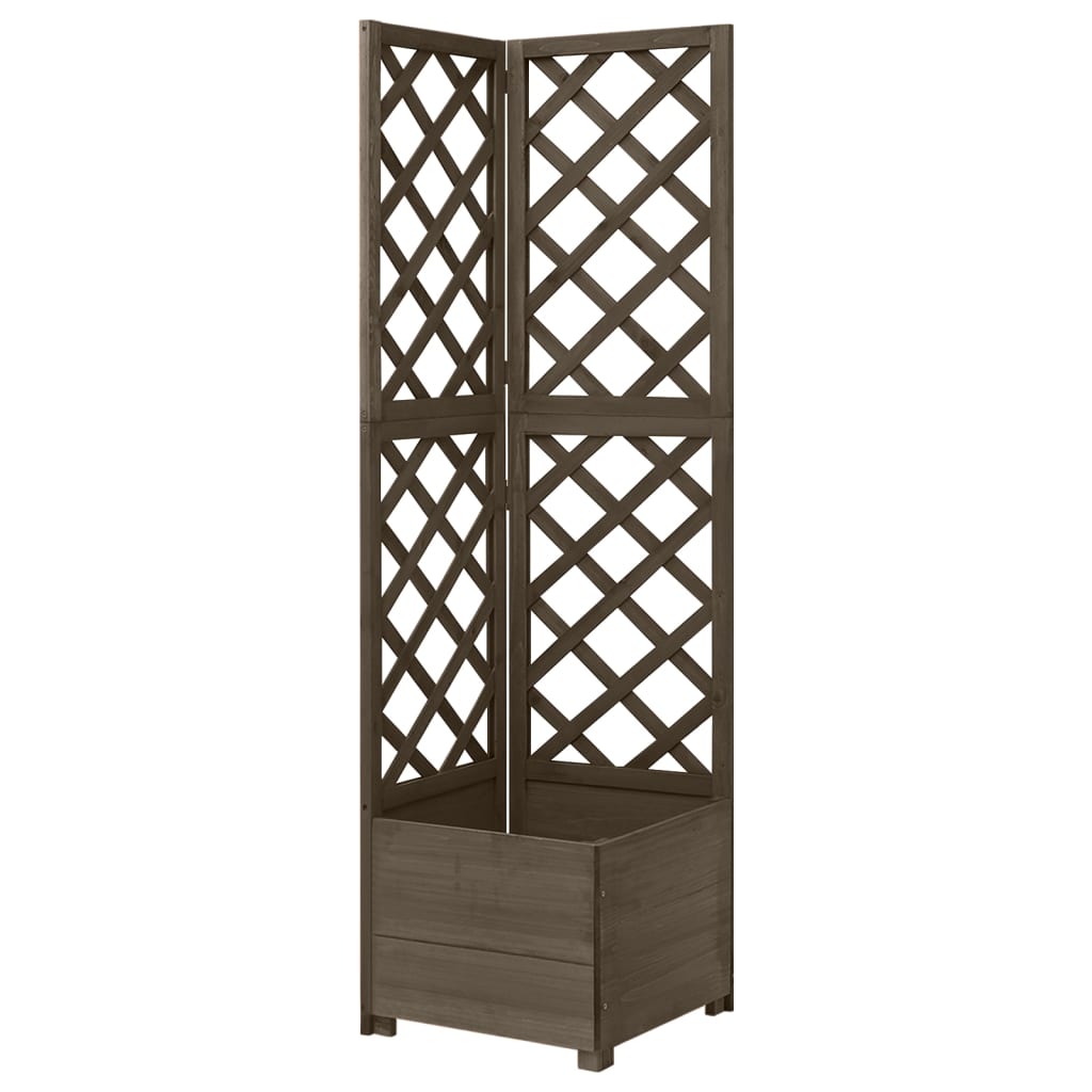 Corner Trellis Planter Grey 40x40x150 cm Solid Fir Wood - R and M Furniture