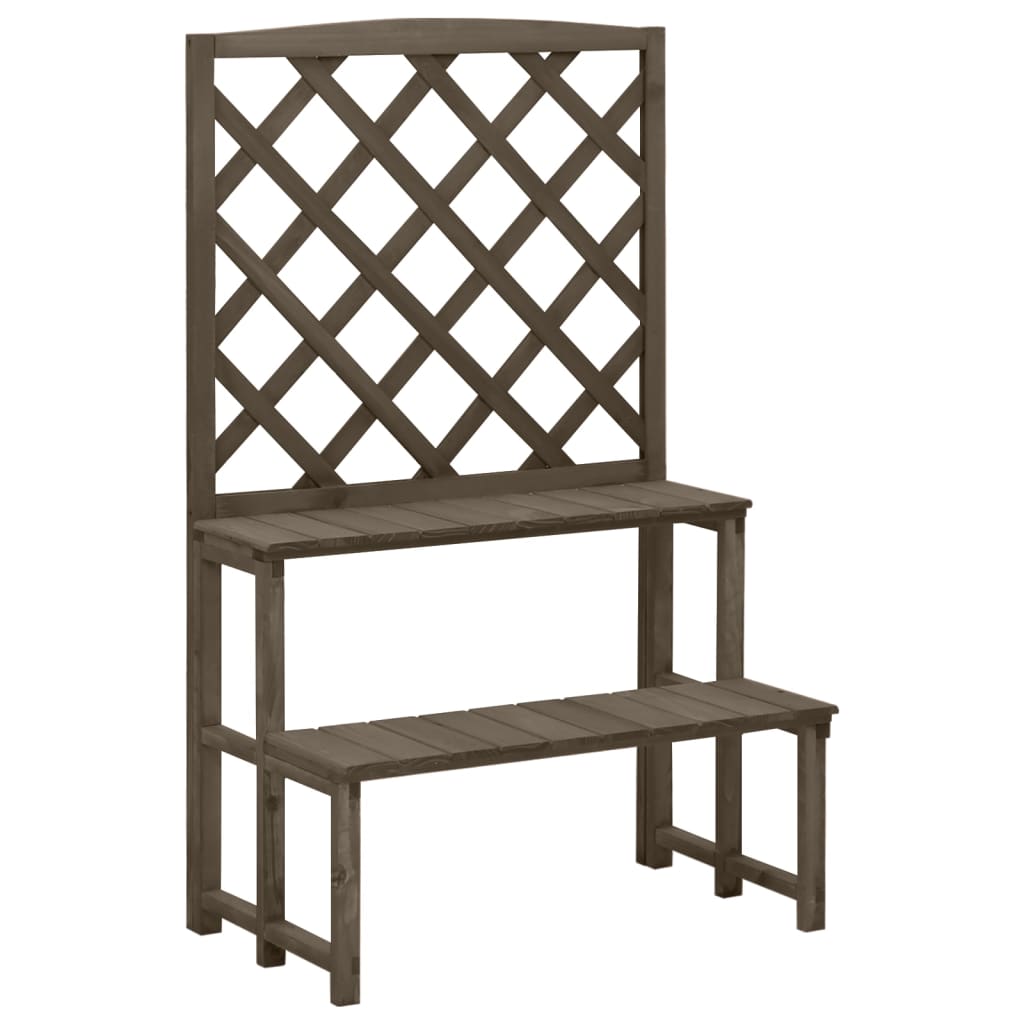 Plant Stand with Trellis Grey 70x42x115 cm Solid Fir Wood - Brittle & Co