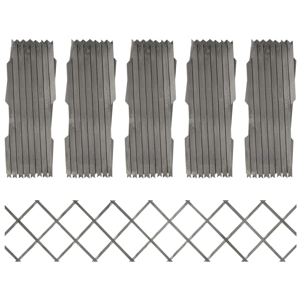 Trellis Fences 5 pcs Grey Solid Firwood 180x30 cm - Tyrell & Tyrell