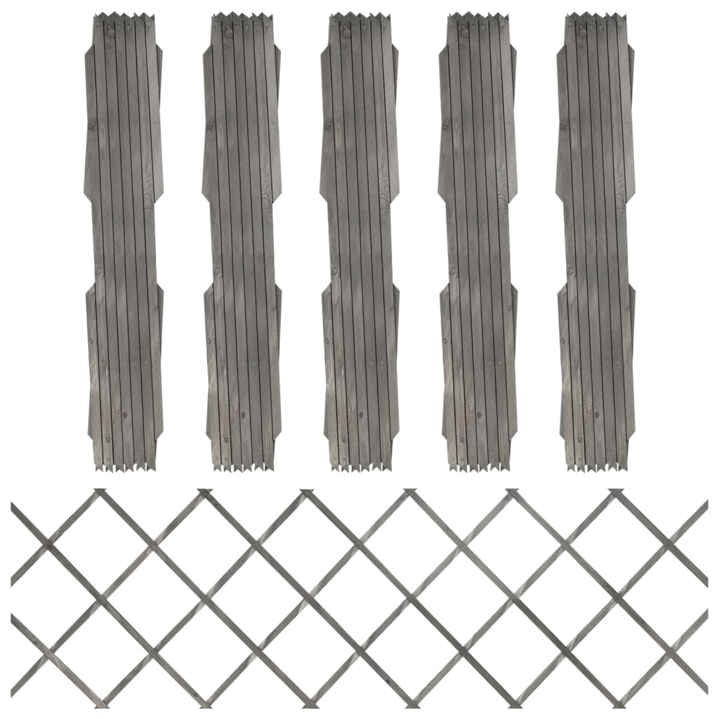 Trellis Fences 5 pcs Grey Solid Firwood 180x60 cm - Style and Chic