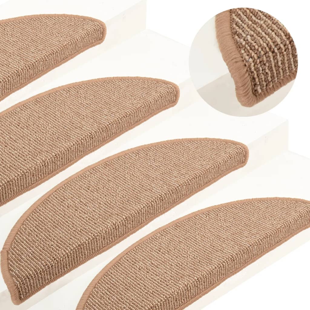 Carpet Stair Treads 15 Pcs Light Brown 56x17x3cm - Sid & Sam