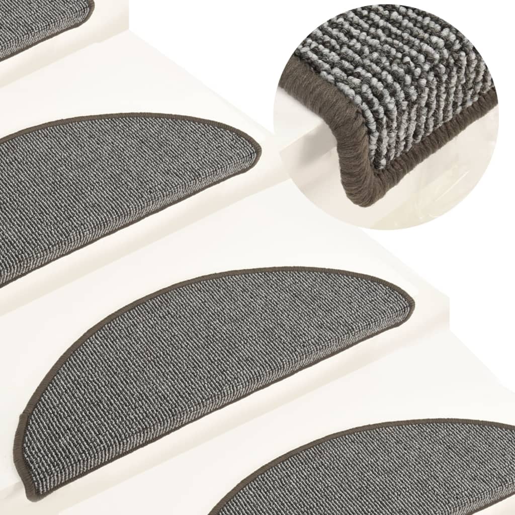 Stair Mats 15 Pieces 65x21x4 cm Grey Half Round Large - Design Hut
