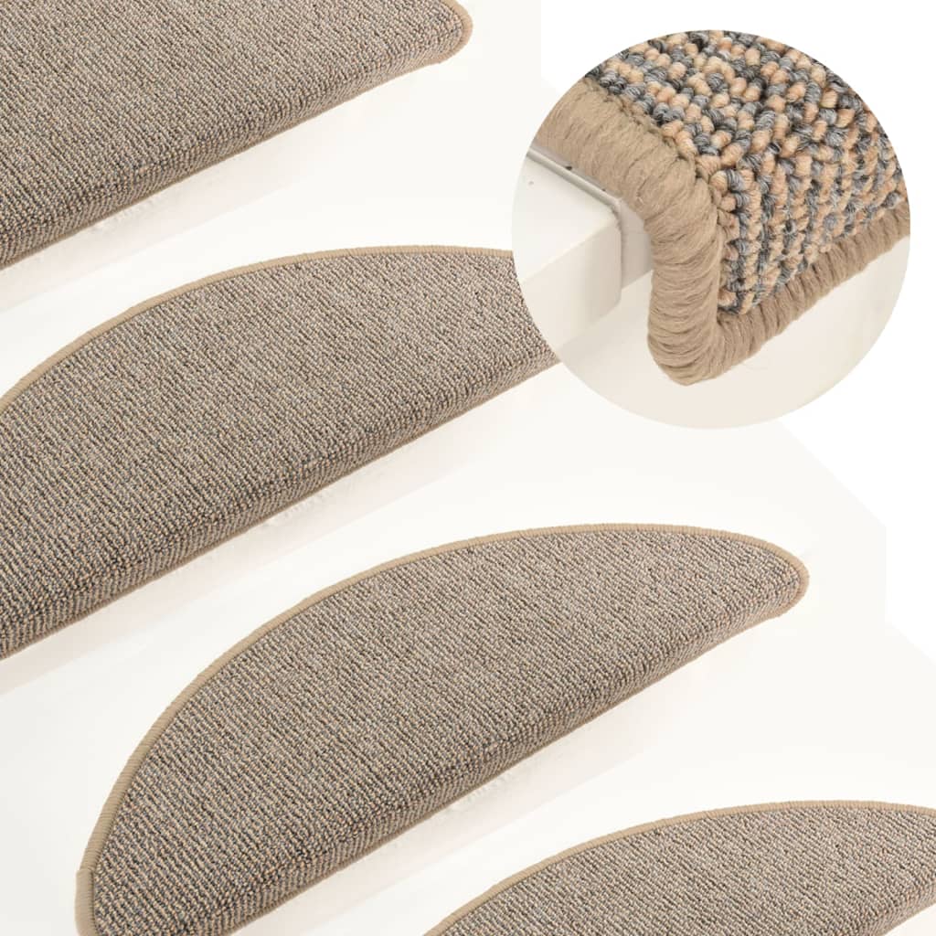 Stair Mats 15 Pieces 65x21x4 cm Brown Half Round Large - Design Hut