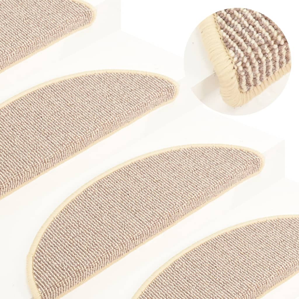 Stair Mats 15 Pieces 65x21x4 cm White and Brown Half Round Large - Design Hut